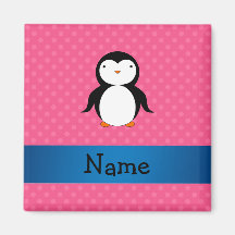 Personalized name pink polka dots fridge magnet