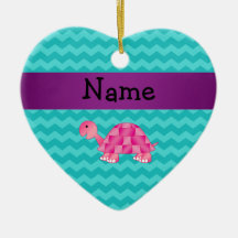 Personalized name pink turtle christmas ornament