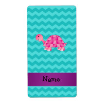 Personalized name pink turtle personalized shipping label