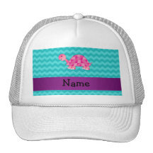 Personalized name pink turtle trucker hat