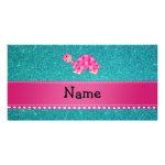 Personalized name pink turtle turquoise glitter customized photo card Personalized name pink turtle turquoise glitter customized photo card