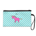 Personalized name pink unicorn wristlet