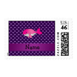 Personalized name pink whale purple hearts stamps