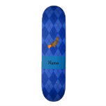 Personalized name platypus blue argyle skate board deck