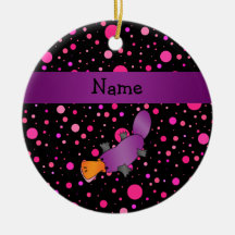 Personalized name platypus pink polka dots ornament