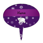 Personalized name polar bear purple snowflakes cake picks
