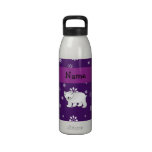 Personalized name polar bear purple snowflakes reusable water bottle