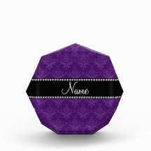 Personalized name Purple damask Acrylic Award