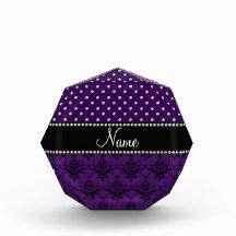 Personalized name purple damask purple diamonds awards