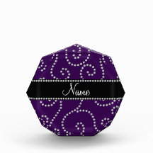 Personalized name purple diamond swirls acrylic award