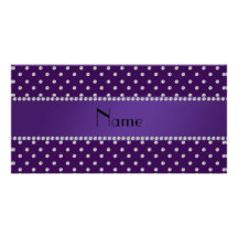 Personalized name purple diamonds photo card