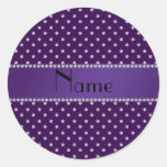 Personalized name purple diamonds round sticker