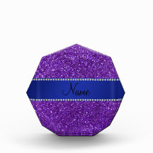Personalized name purple glitter diamonds award