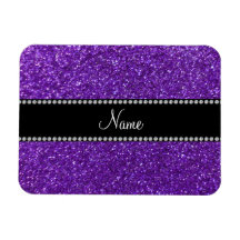 Personalized name purple glitter rectangular magnet