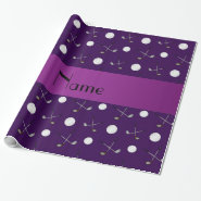 Personalized name purple golf balls gift wrap paper