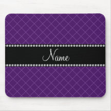 Personalized name purple grid pattern mousepads