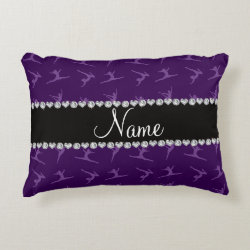Personalized name purple gymnastics pattern accent pillow