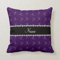 Personalized name purple gymnastics pattern throw pillow