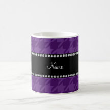 Personalized name purple houndstooth pattern mug