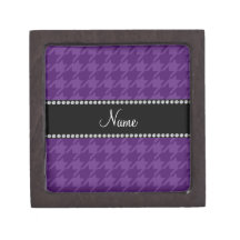 Personalized name purple houndstooth pattern premium trinket boxes