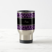 Personalized name purple leopard pattern coffee mug