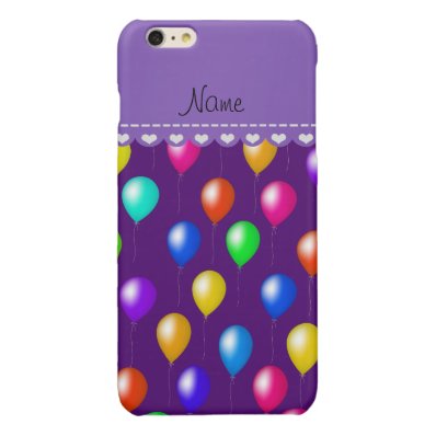 Personalized name purple rainbow birthday balloons glossy iPhone 6 plus case