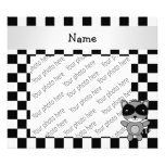 Personalized name raccoon black white checkers photographic print