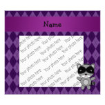 Personalized name raccoon purple argyle photo