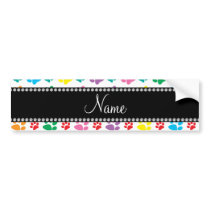 Personalized name rainbow dog paw prints bumper sticker