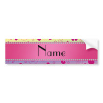 Personalized name rainbow pink flowers hearts star bumper stickers