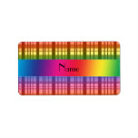 Personalized name rainbow plaid pattern personalized address label