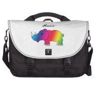 Personalized name rainbow rhino commuter bags