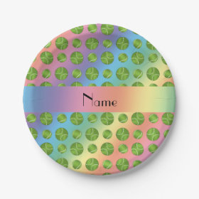 Personalized name rainbow tennis balls pattern 7 inch paper plate
