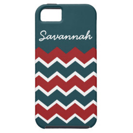 Personalized Name Red Blue Chevron Pattern Case iPhone 5 Covers