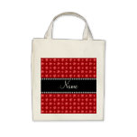 Personalized name red cat pattern tote bag
