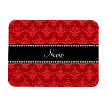 Personalized name Red damask Magnet