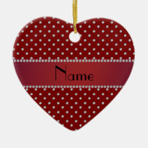 Personalized name red diamonds christmas tree ornaments