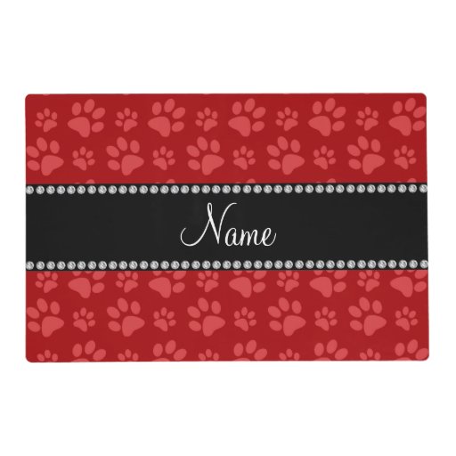 personalized name red dog paw prints placemat zazzle personalized name red dog paw prints placemat zazzle