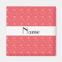 Personalized name red hearts refrigerator magnet