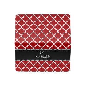 Personalized name Red moroccan Checkbook Cover