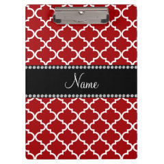 Personalized name Red moroccan Clipboards