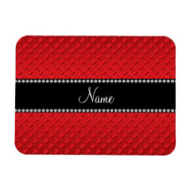 Personalized name red polka dots vinyl magnet