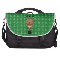 Personalized name reindeer green christmas trees bags for laptop