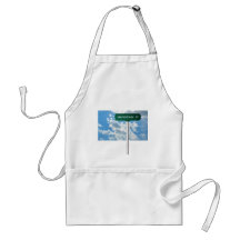 Personalized Name Road Street Sign on Blue Sky Aprons