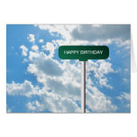 Personalized Name Road Street Sign on Blue Sky Greeting Cards