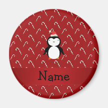 Personalized name santa penguin candy canes fridge magnets