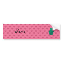 Personalized name sea turtle pink hearts bumper sticker