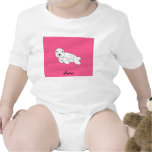 Personalized name seal pup pink polka dots romper