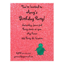 Personalized name seat turtle pink glitter custom announcements