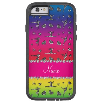 Personalized name silver rainbow gymnastics tough xtreme iPhone 6 case